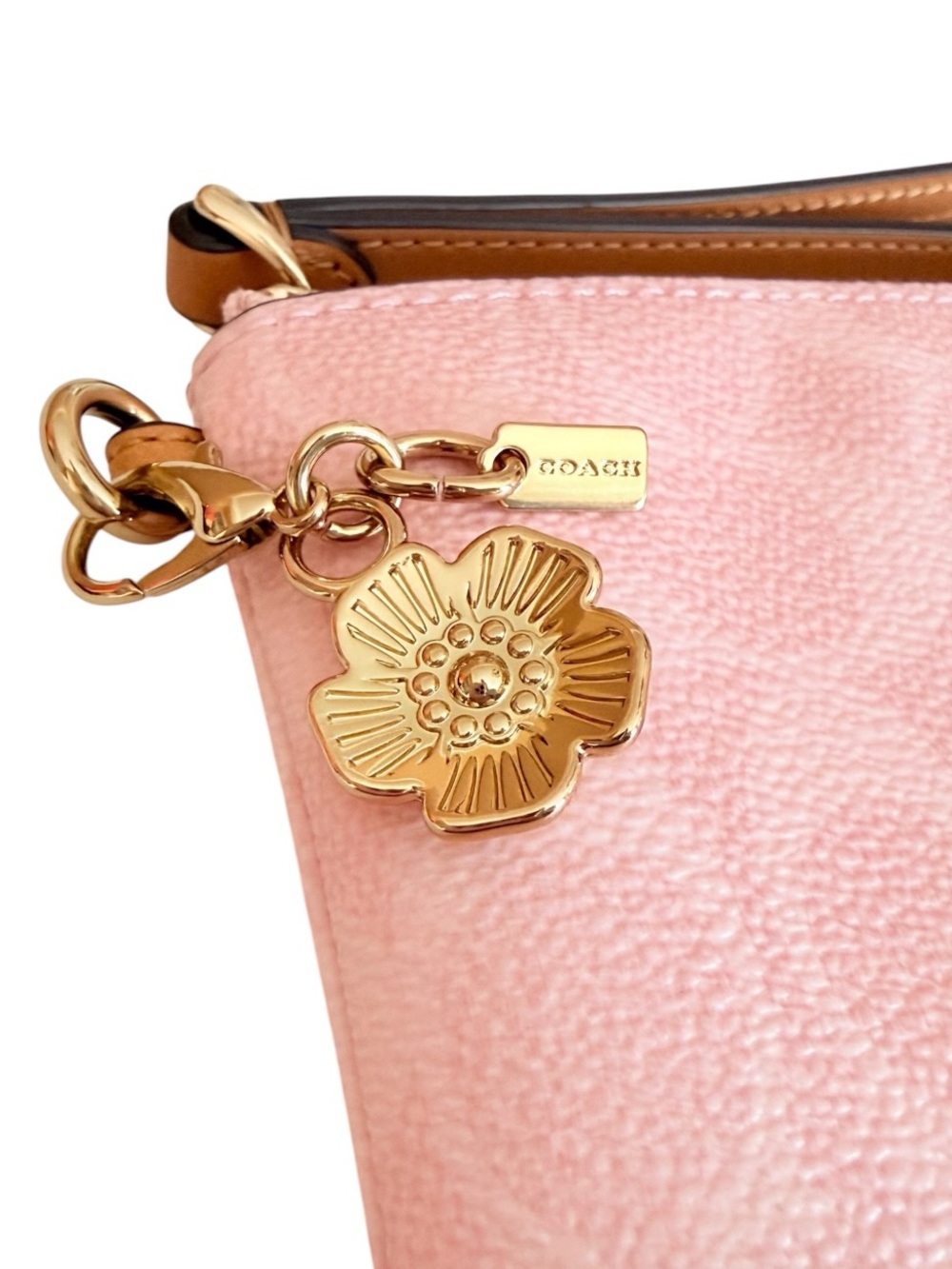 Coach Wristlet Pink Signature Canvas With Charms Corner Zip - Picture 4 of 11